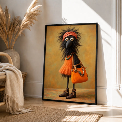 Whimsical Boho Bird Canvas Wall Art
