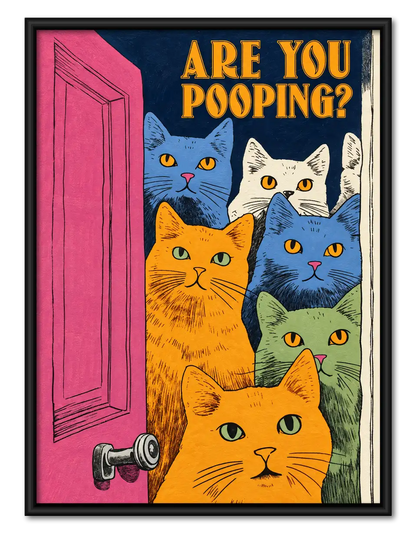 Are You Pooping Curious Cats Bathroom Wall Art 1