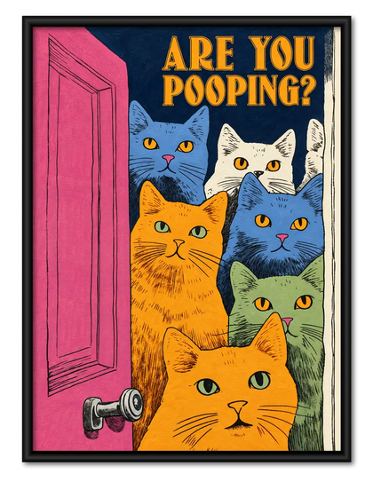 Are You Pooping Curious Cats Bathroom Wall Art