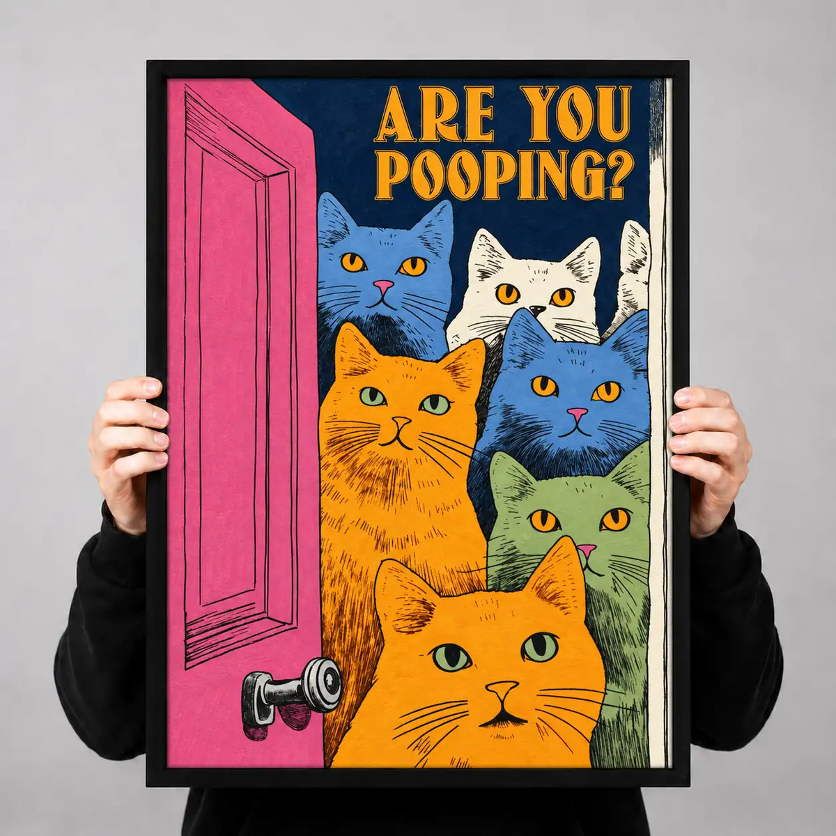Are You Pooping Curious Cats Bathroom Wall Art 3