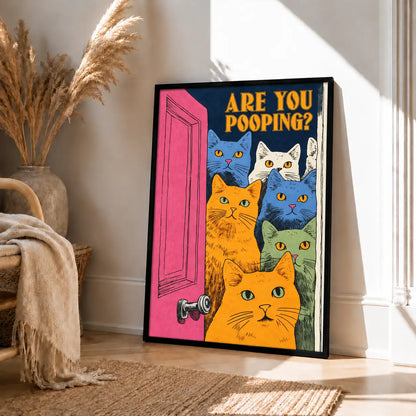 Are You Pooping Curious Cats Bathroom Wall Art 4