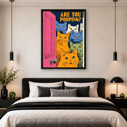 Are You Pooping Curious Cats Bathroom Wall Art 5