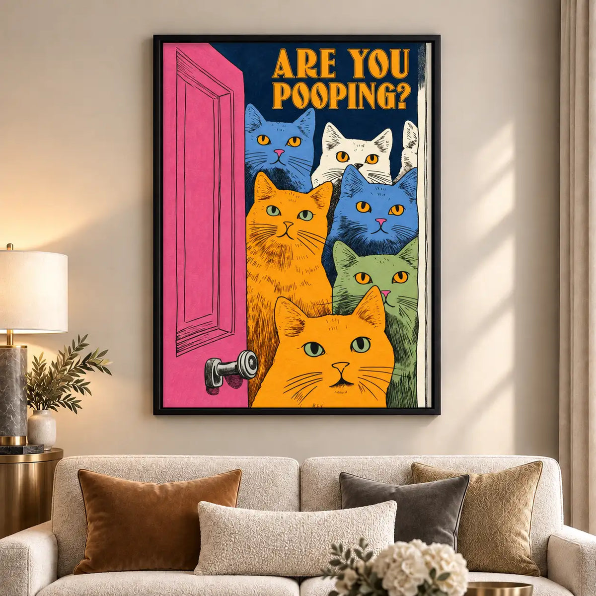 Are You Pooping Curious Cats Bathroom Wall Art 6