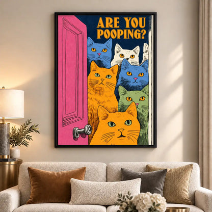 Are You Pooping Curious Cats Bathroom Wall Art 6