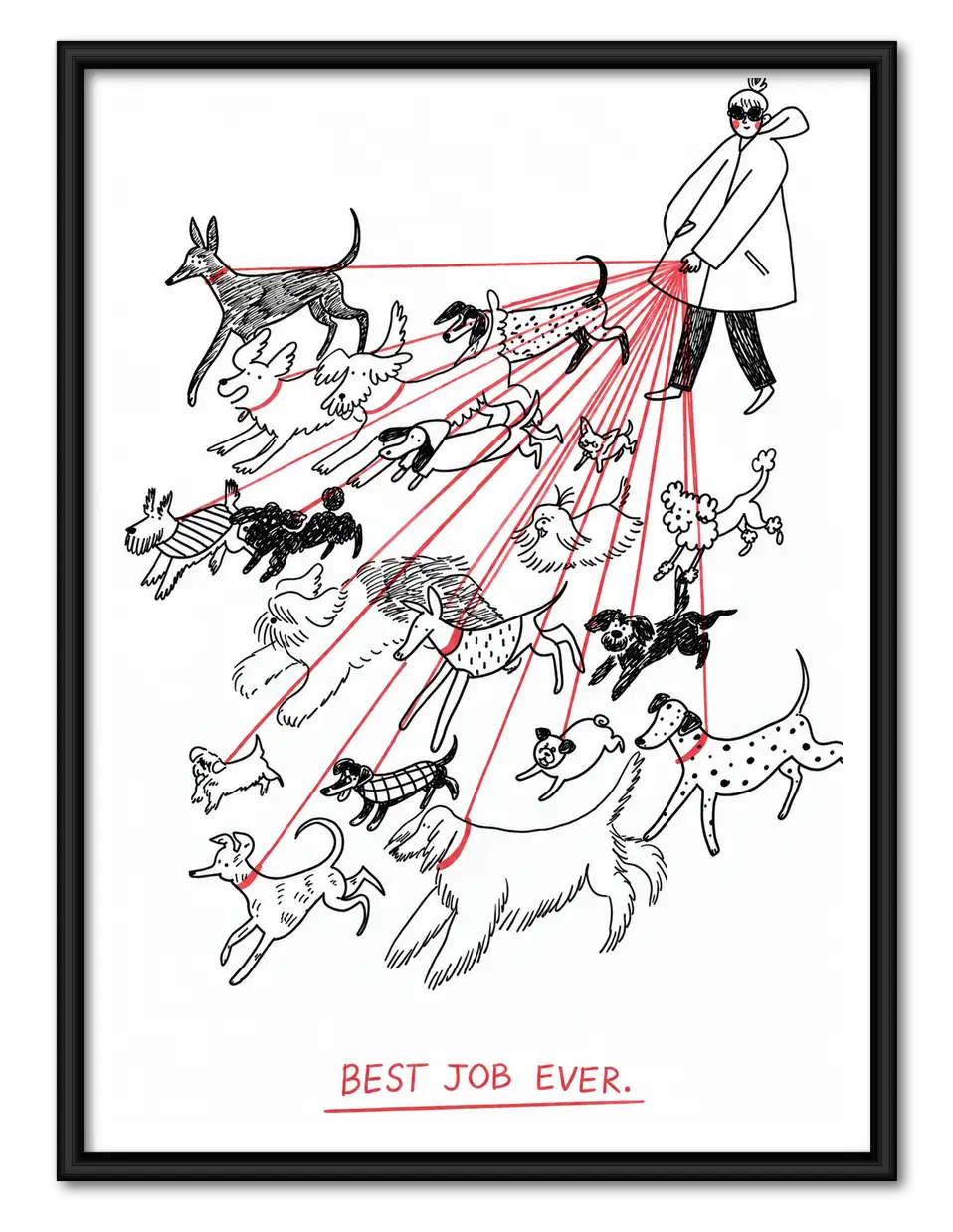 Best Job Ever Busy Dog Walker Wall Art 1