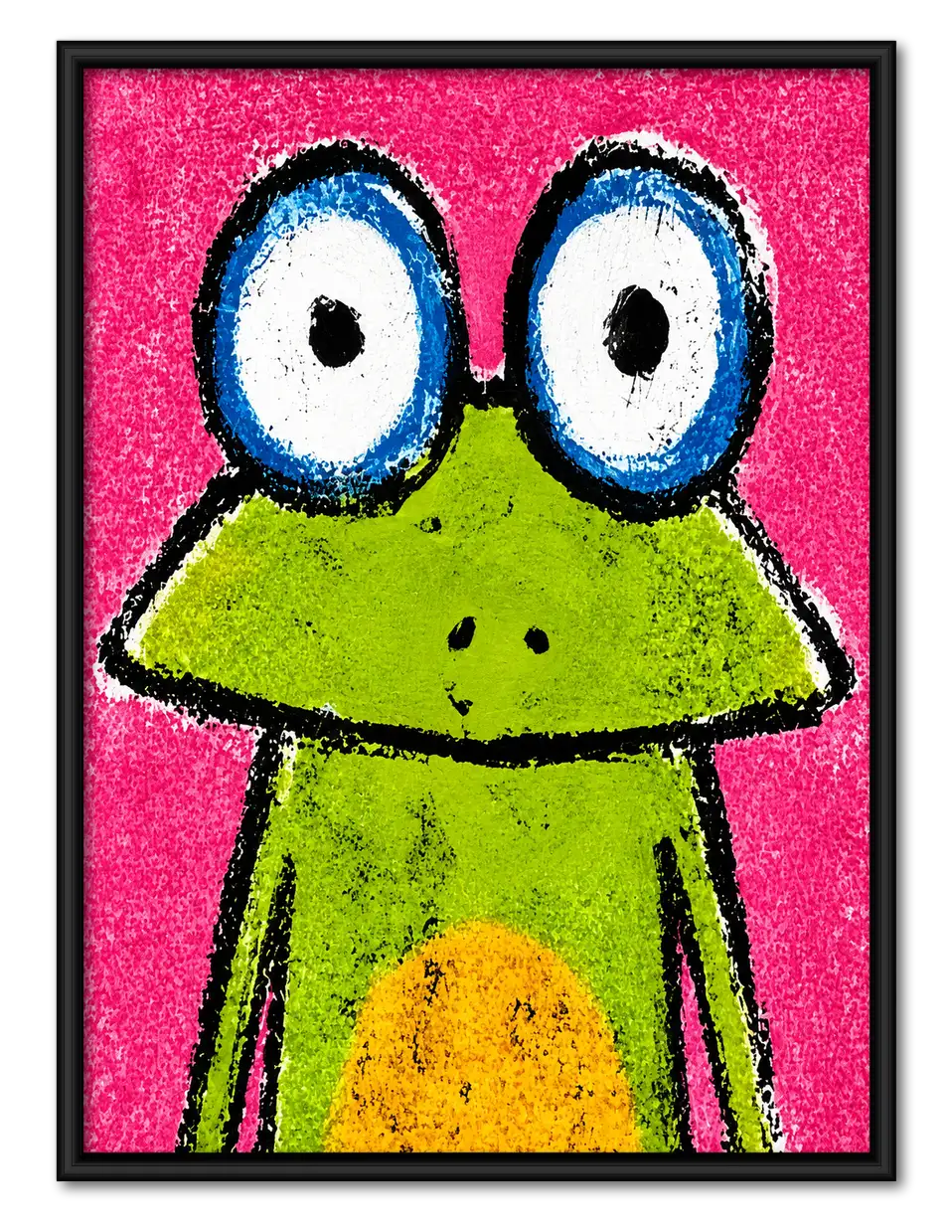 Big-Eyed Green Frog on Hot Pink Wall Art 1