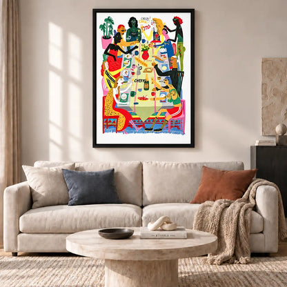 Cheers Dogs Around a Colorful Dinner Table Wall Art 2