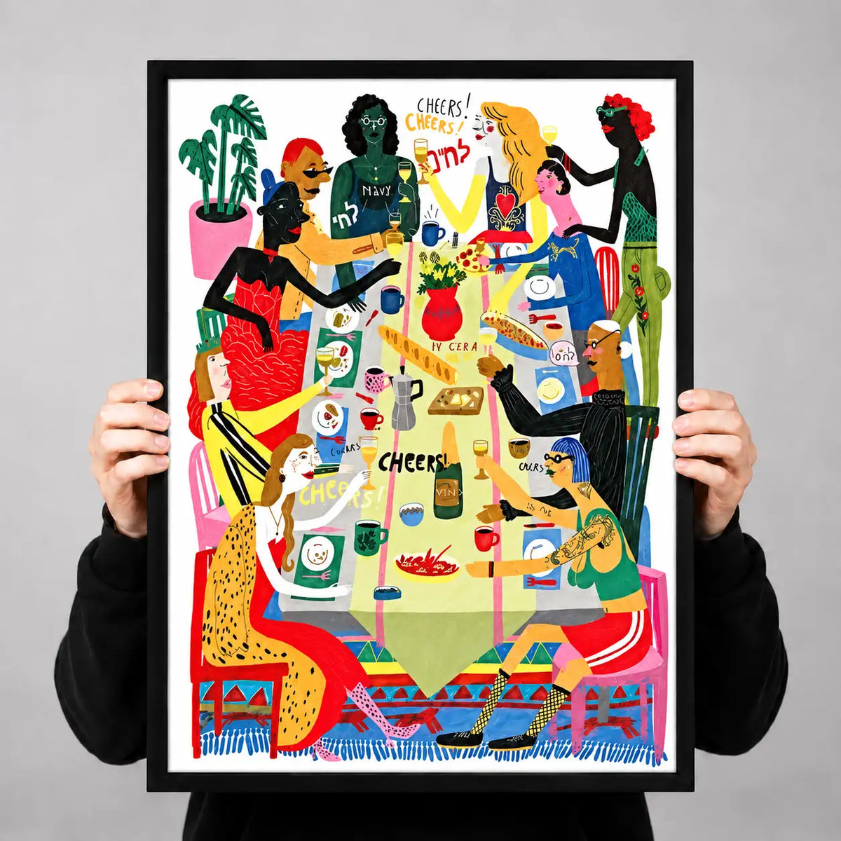 Cheers Dogs Around a Colorful Dinner Table Wall Art 3