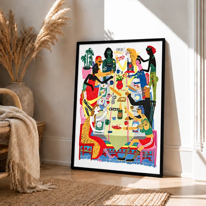 Cheers Dogs Around a Colorful Dinner Table Wall Art 4