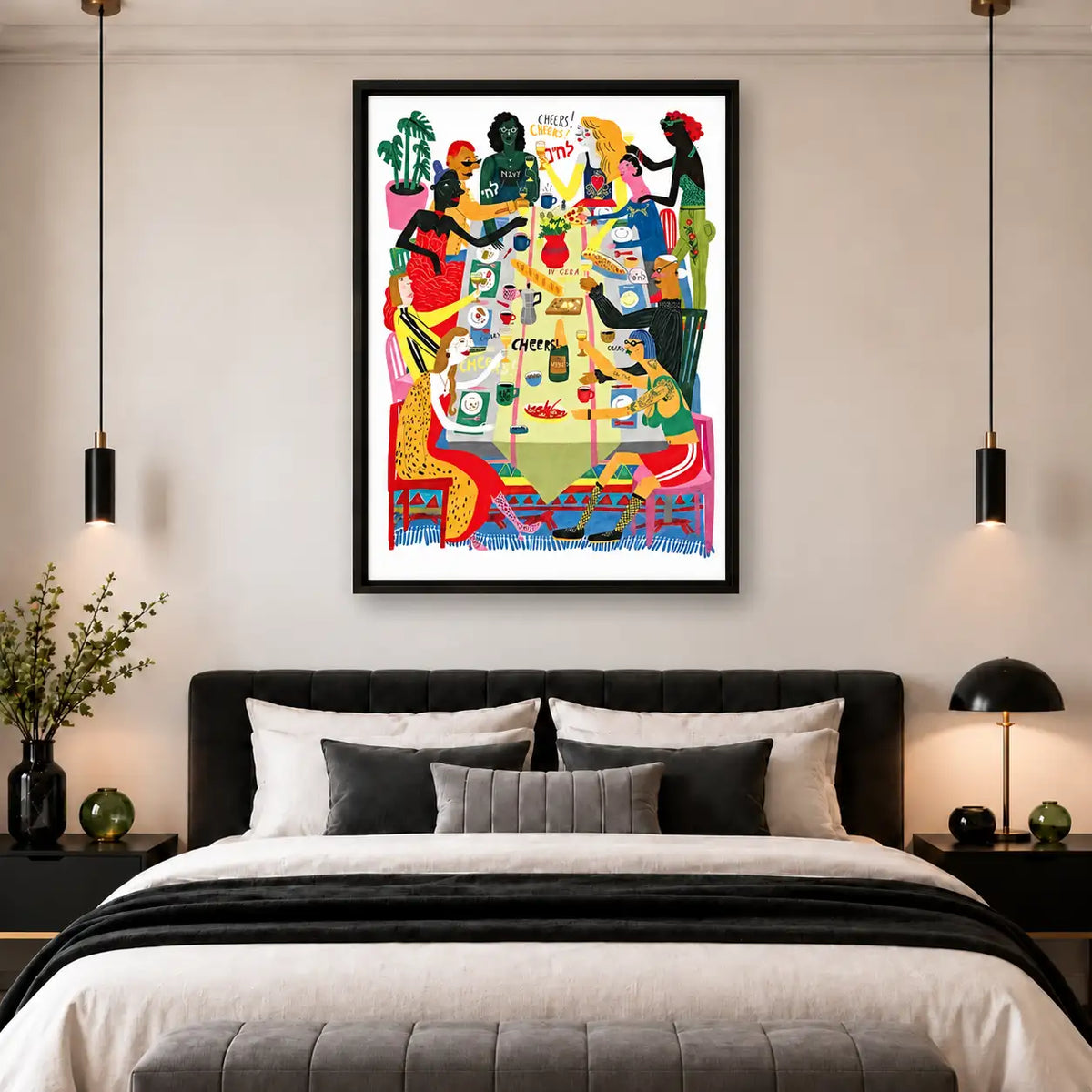 Cheers Dogs Around a Colorful Dinner Table Wall Art 5