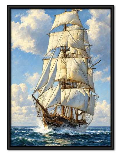 Classic Tall Ship Sailing Open Sea Wall Art 1