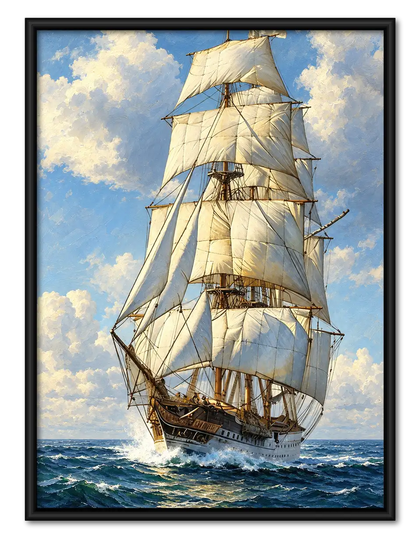 Classic Tall Ship Sailing Open Sea Wall Art