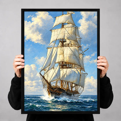 Classic Tall Ship Sailing Open Sea Wall Art 3