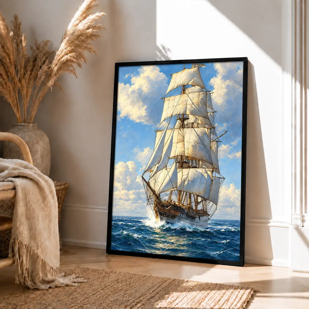 Classic Tall Ship Sailing Open Sea Wall Art 4