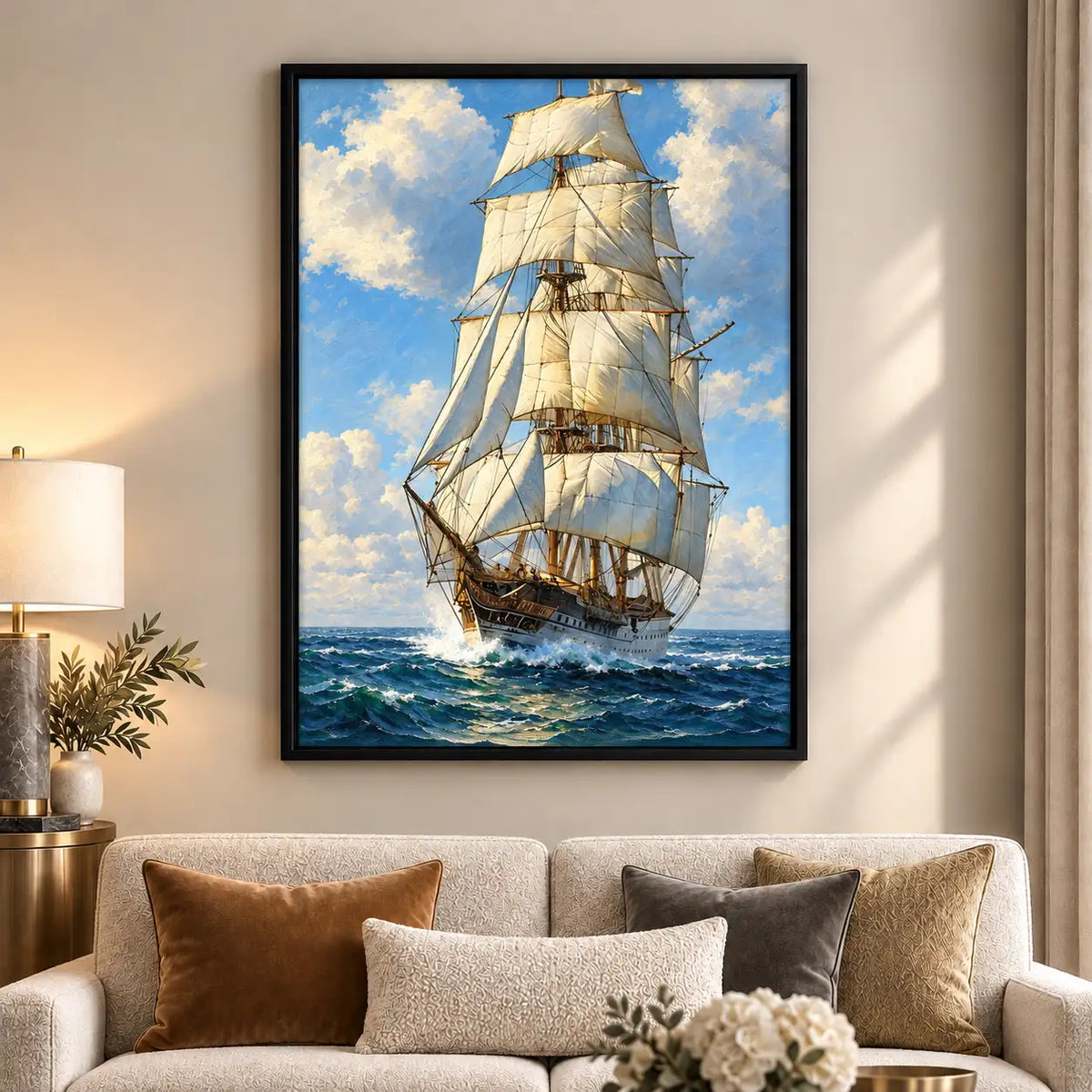 Classic Tall Ship Sailing Open Sea Wall Art 6