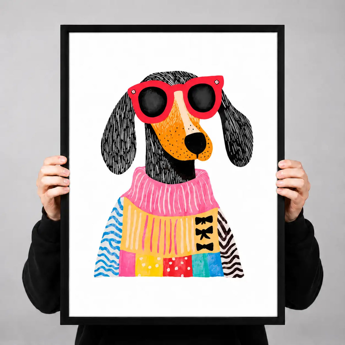 Colorful Cool Dog in Sunglasses Portrait Wall Art 3