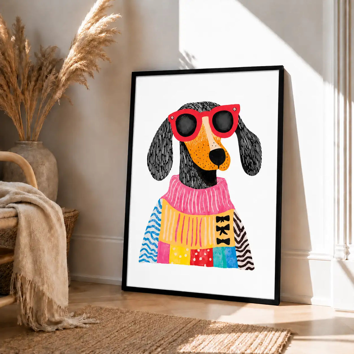 Colorful Cool Dog in Sunglasses Portrait Wall Art 4