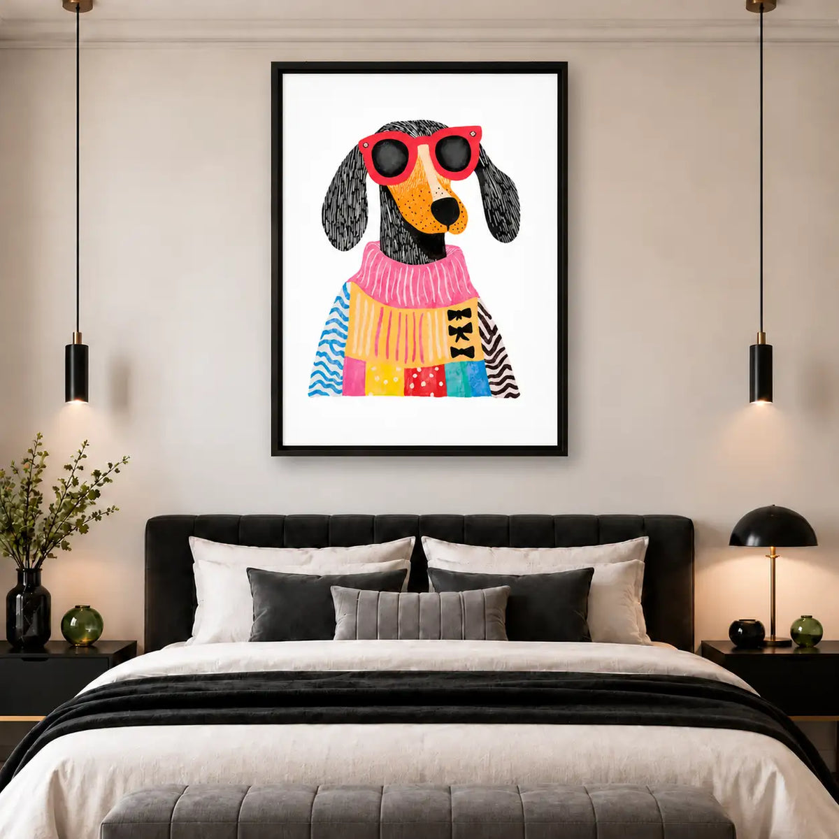Colorful Cool Dog in Sunglasses Portrait Wall Art 5