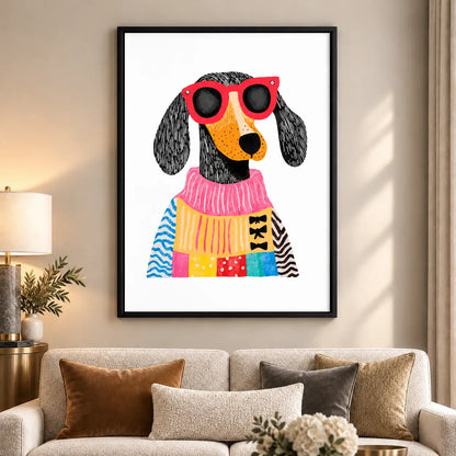 Colorful Cool Dog in Sunglasses Portrait Wall Art 6