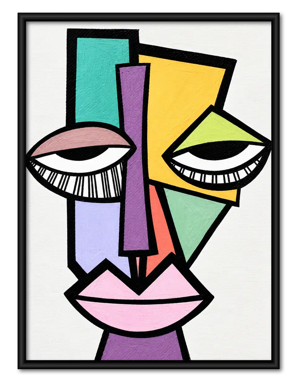 Colorful Geometric Face Abstract Wall Art 1