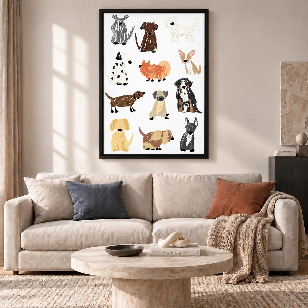 Colorful Hand-Painted Dog Breeds Pattern Wall Art 2