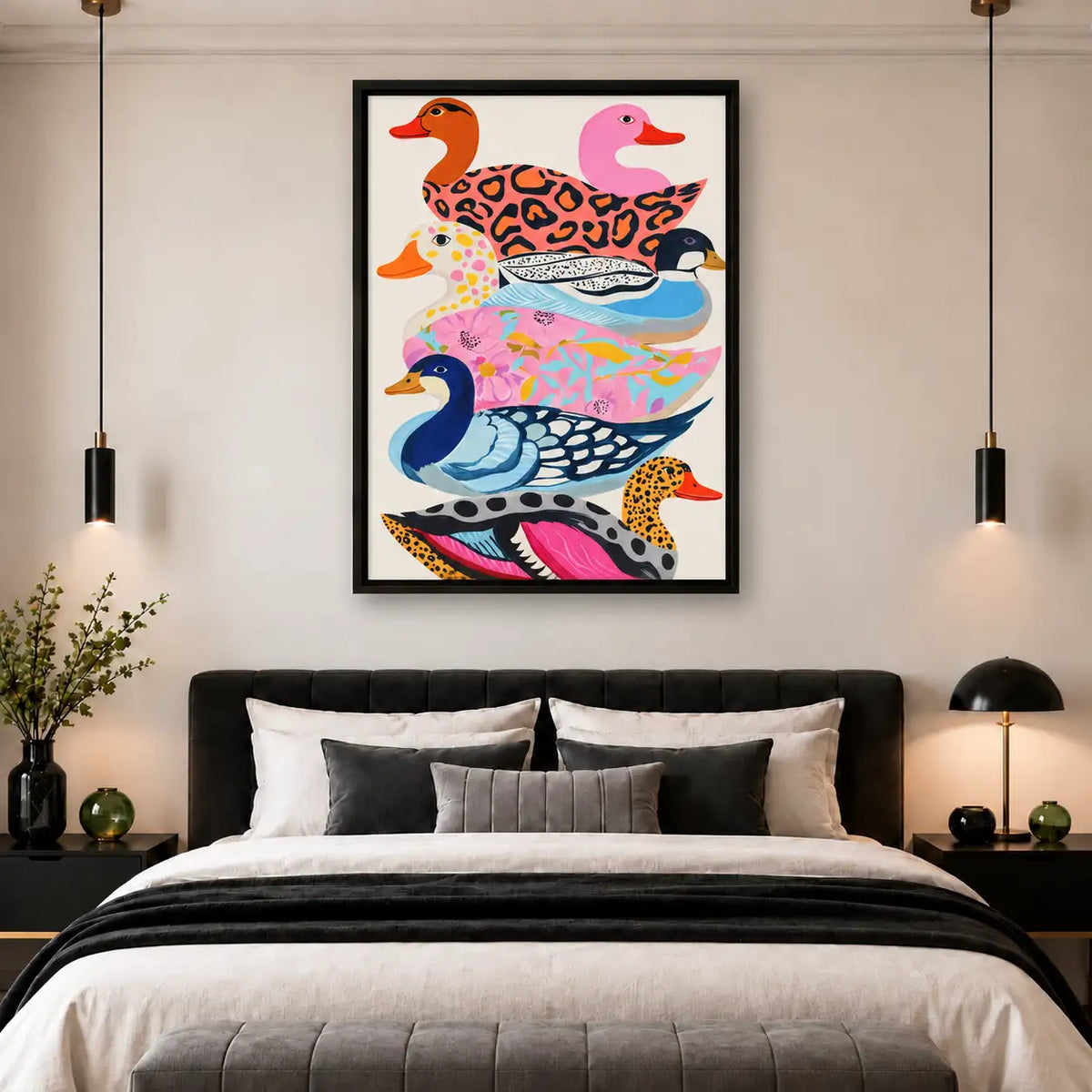 Colorful Patterned Ducks in a Row Wall Art 5
