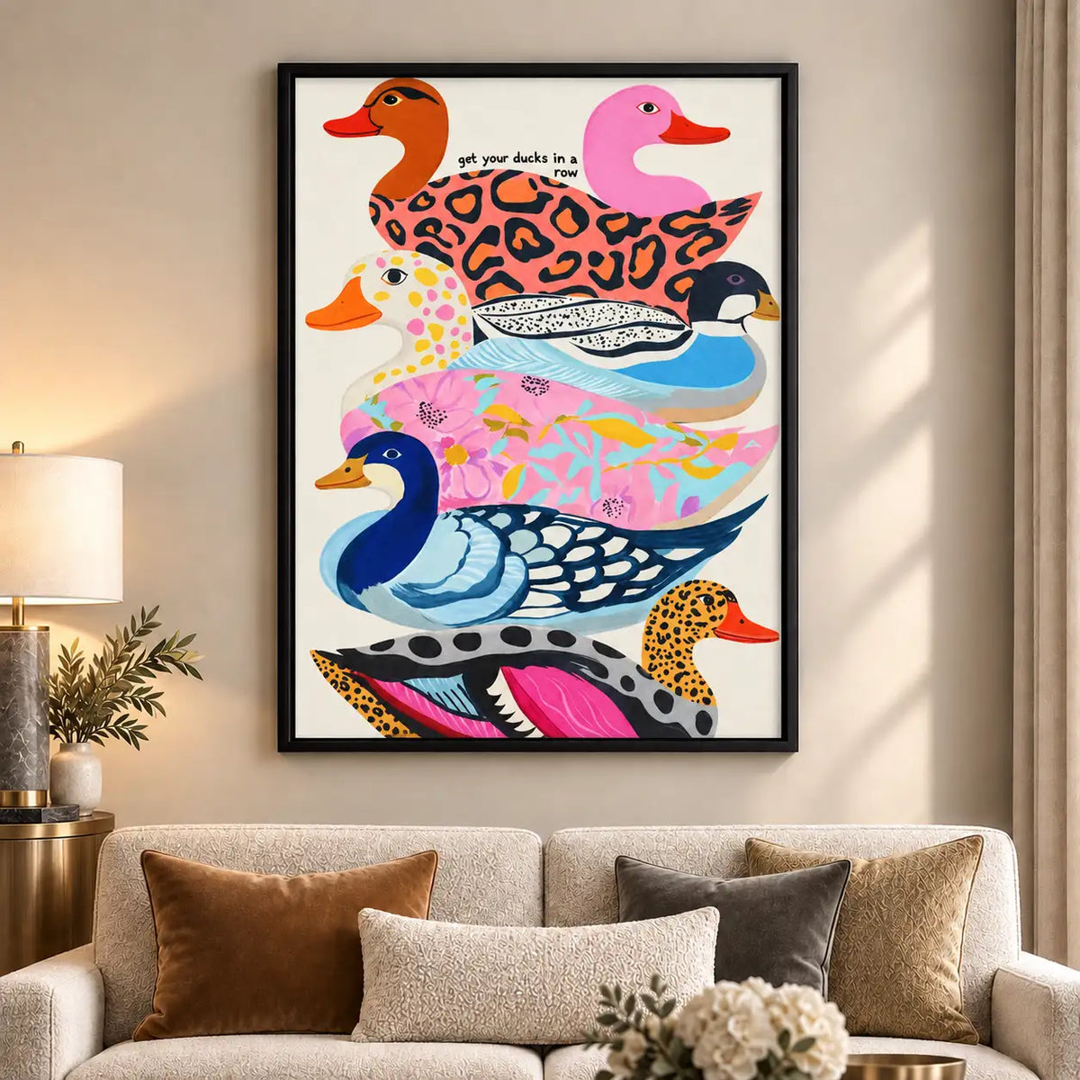 Colorful Patterned Ducks in a Row Wall Art 6