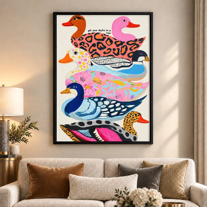Colorful Patterned Ducks in a Row Wall Art 6
