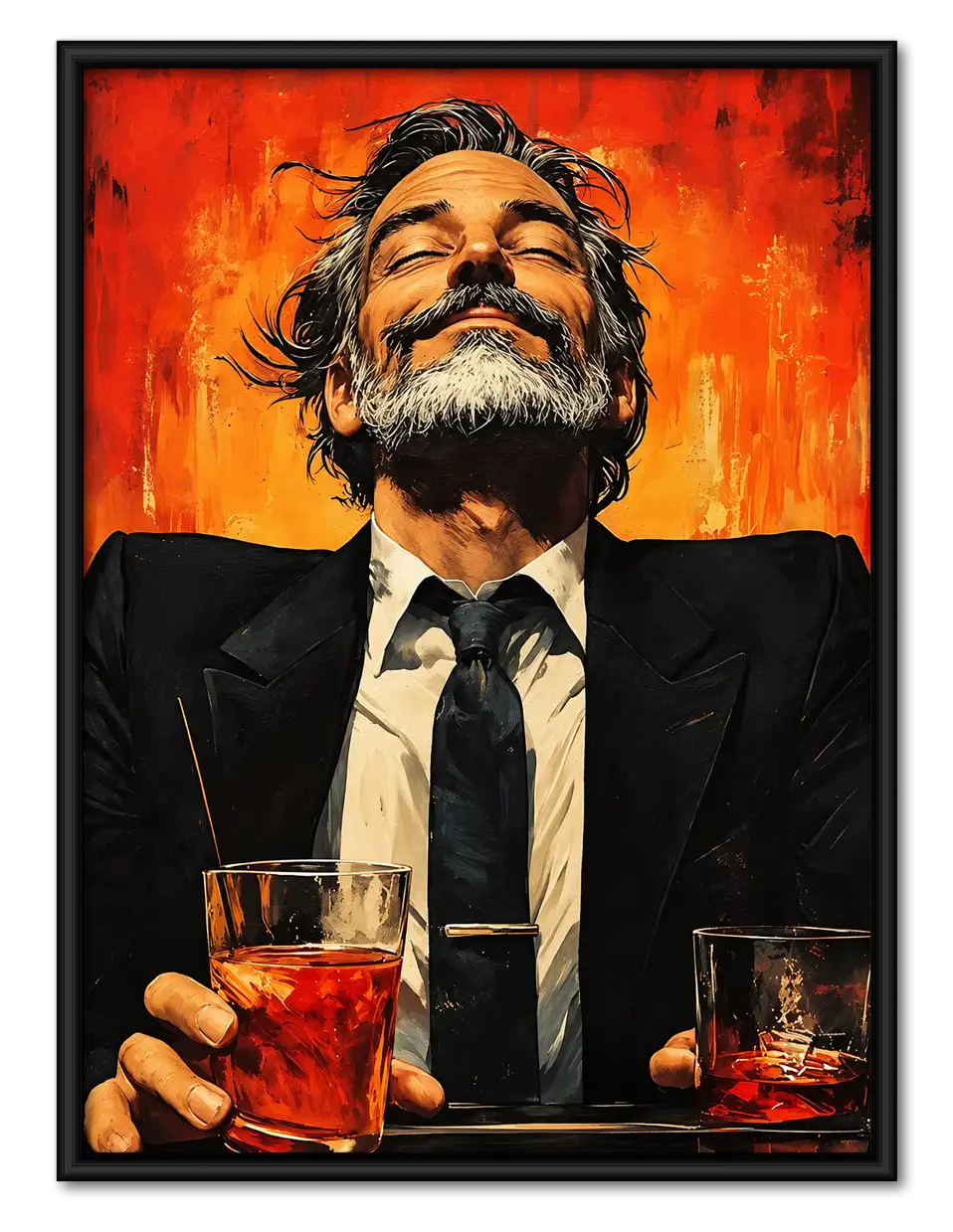 Confident Gentleman with Whiskey Fiery Portrait Wall Art 1