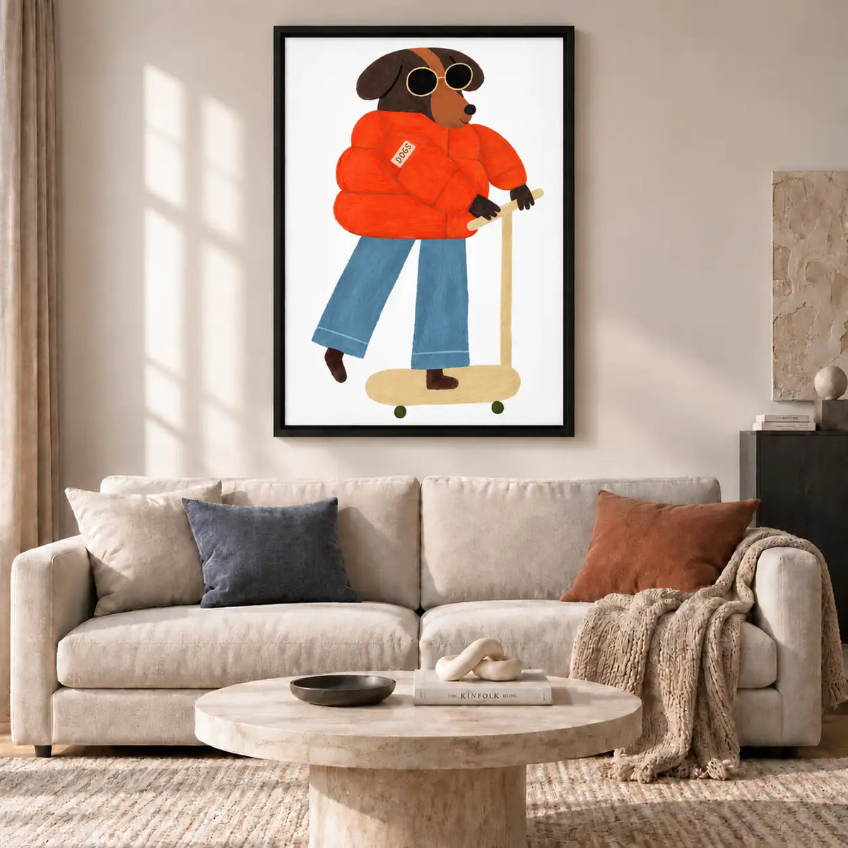 Cool Dog in Red Jacket on Skateboard Wall Art 2