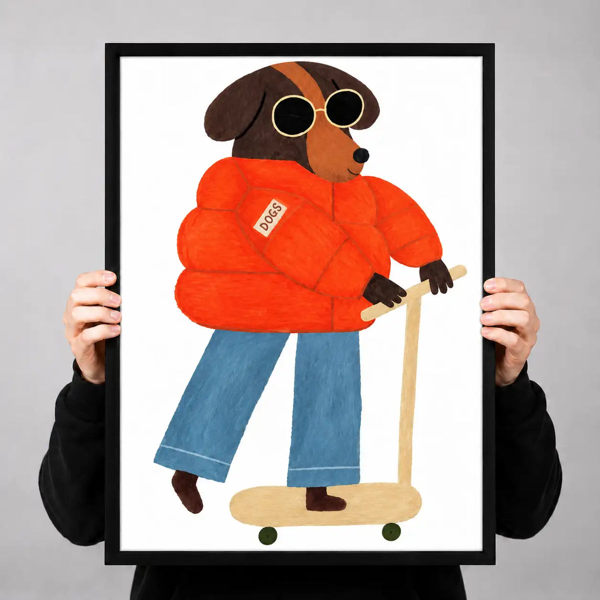 Cool Dog in Red Jacket on Skateboard Wall Art 3