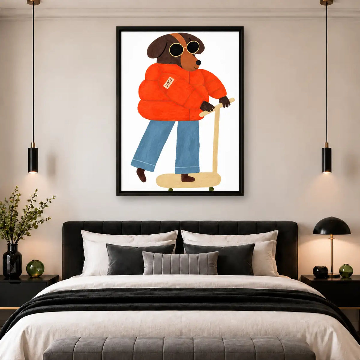 Cool Dog in Red Jacket on Skateboard Wall Art 5