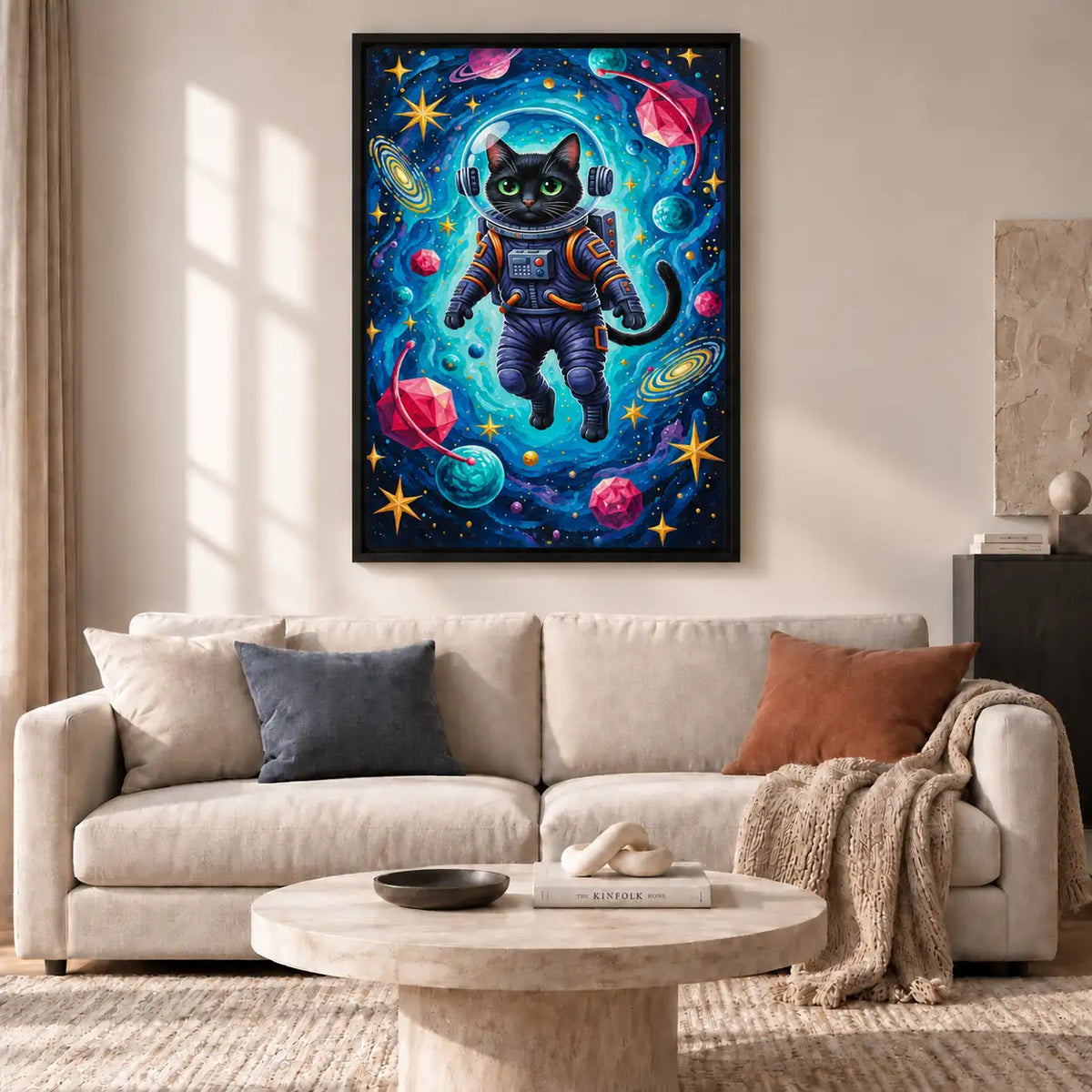 Cosmic Black Cat Astronaut Adventure Wall Art 2