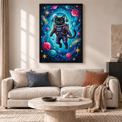 Cosmic Black Cat Astronaut Adventure Wall Art 2