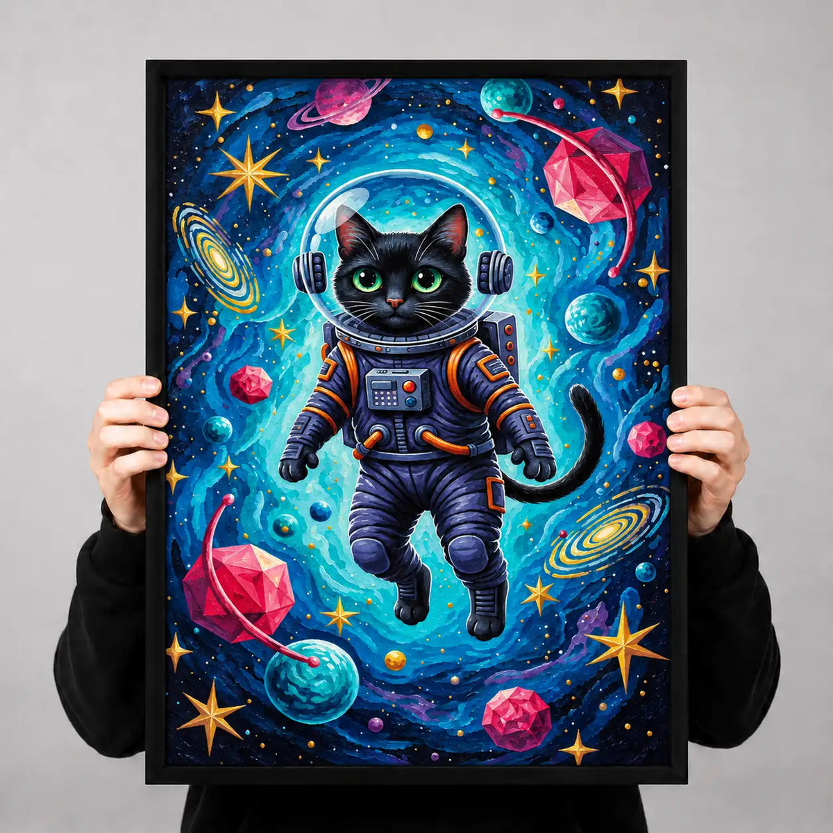 Cosmic Black Cat Astronaut Adventure Wall Art 3