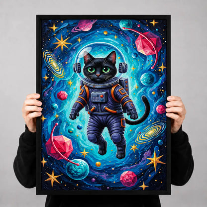 Cosmic Black Cat Astronaut Adventure Wall Art 3