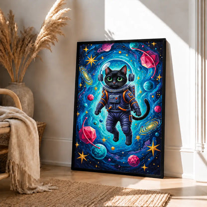 Cosmic Black Cat Astronaut Adventure Wall Art 4
