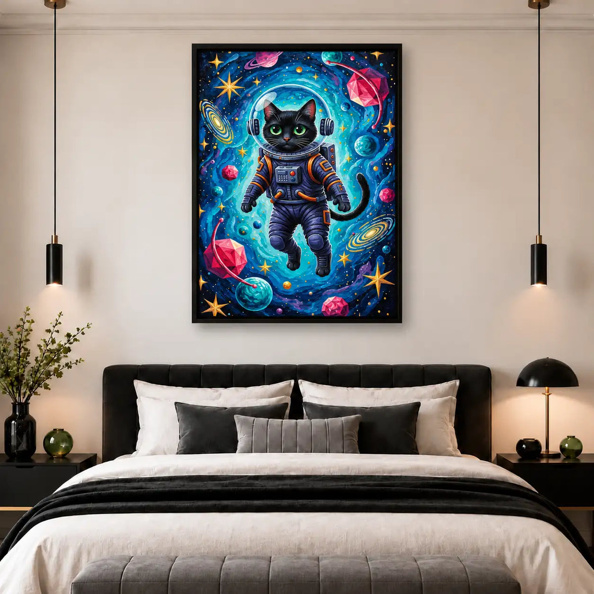 Cosmic Black Cat Astronaut Adventure Wall Art 5