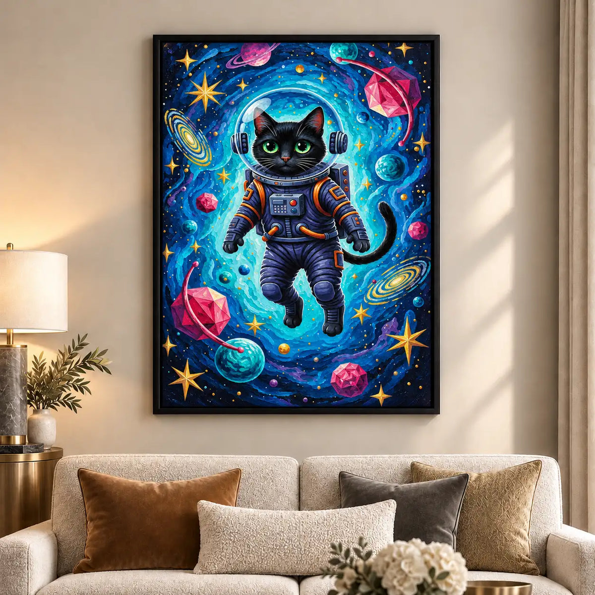 Cosmic Black Cat Astronaut Adventure Wall Art 6