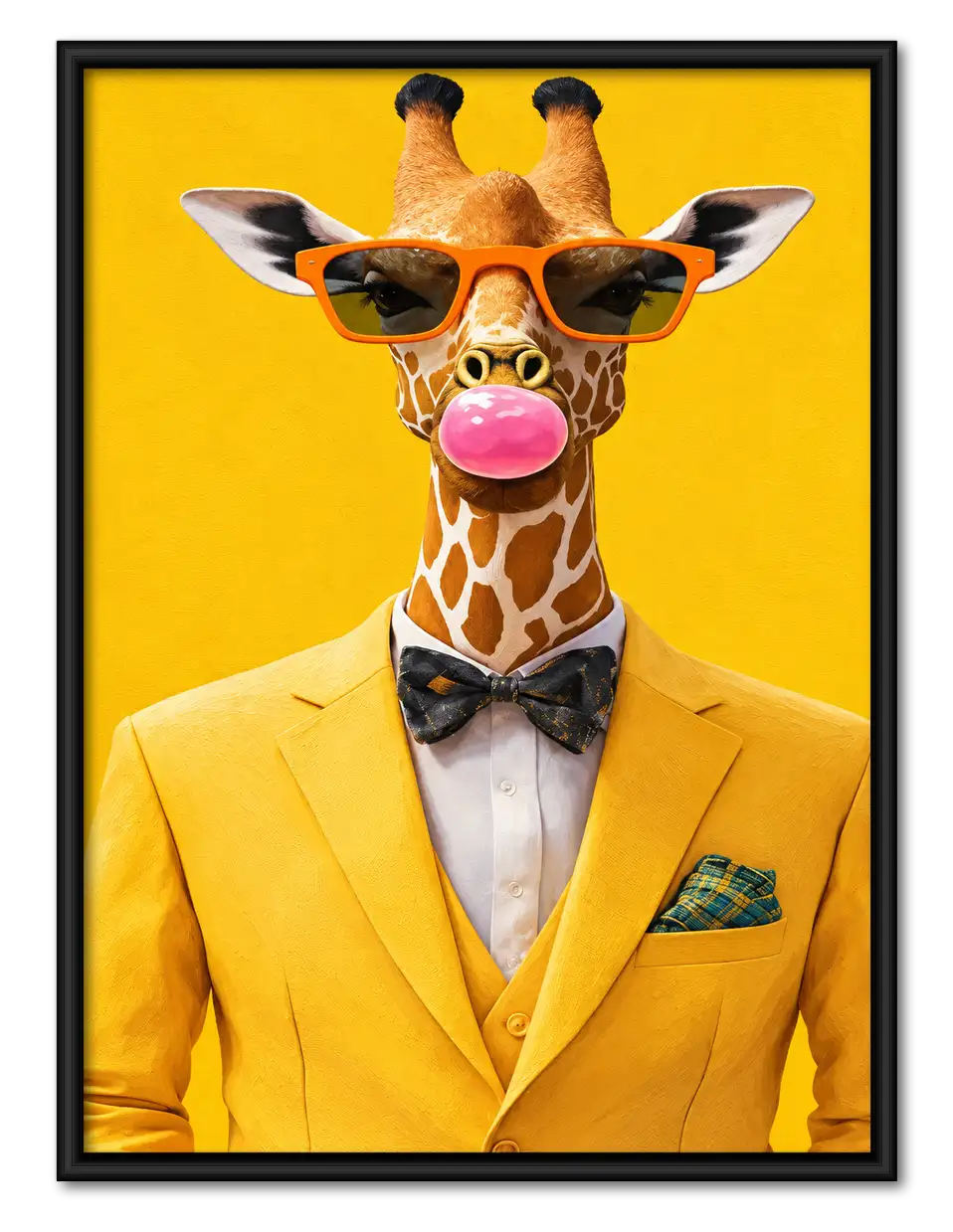 Dapper Giraffe in Yellow Suit Portrait Wall Art 1