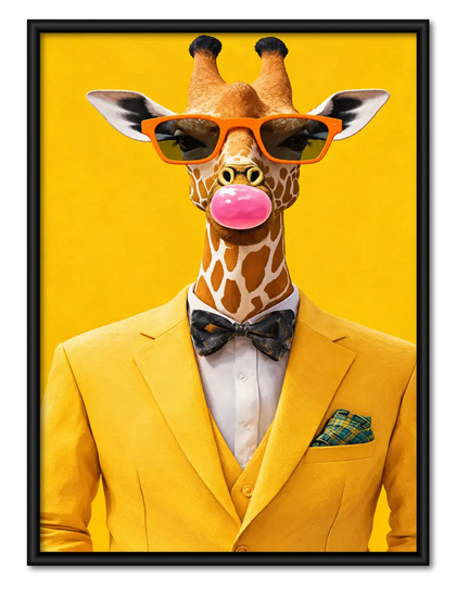 Dapper Giraffe in Yellow Suit Portrait Wall Art