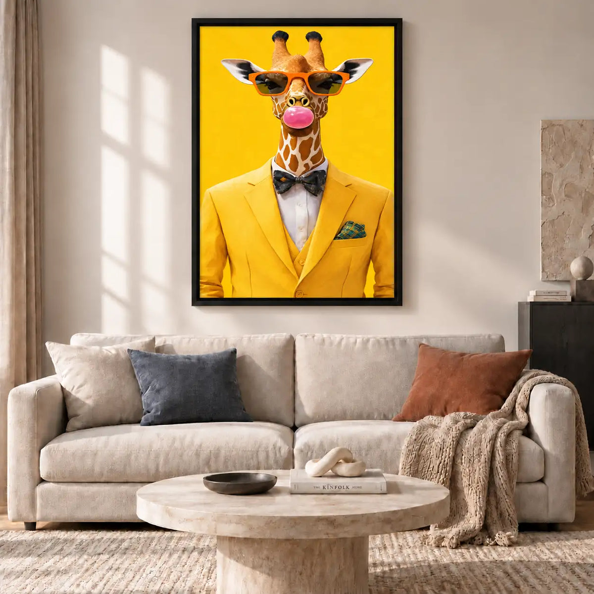 Dapper Giraffe in Yellow Suit Portrait Wall Art 2