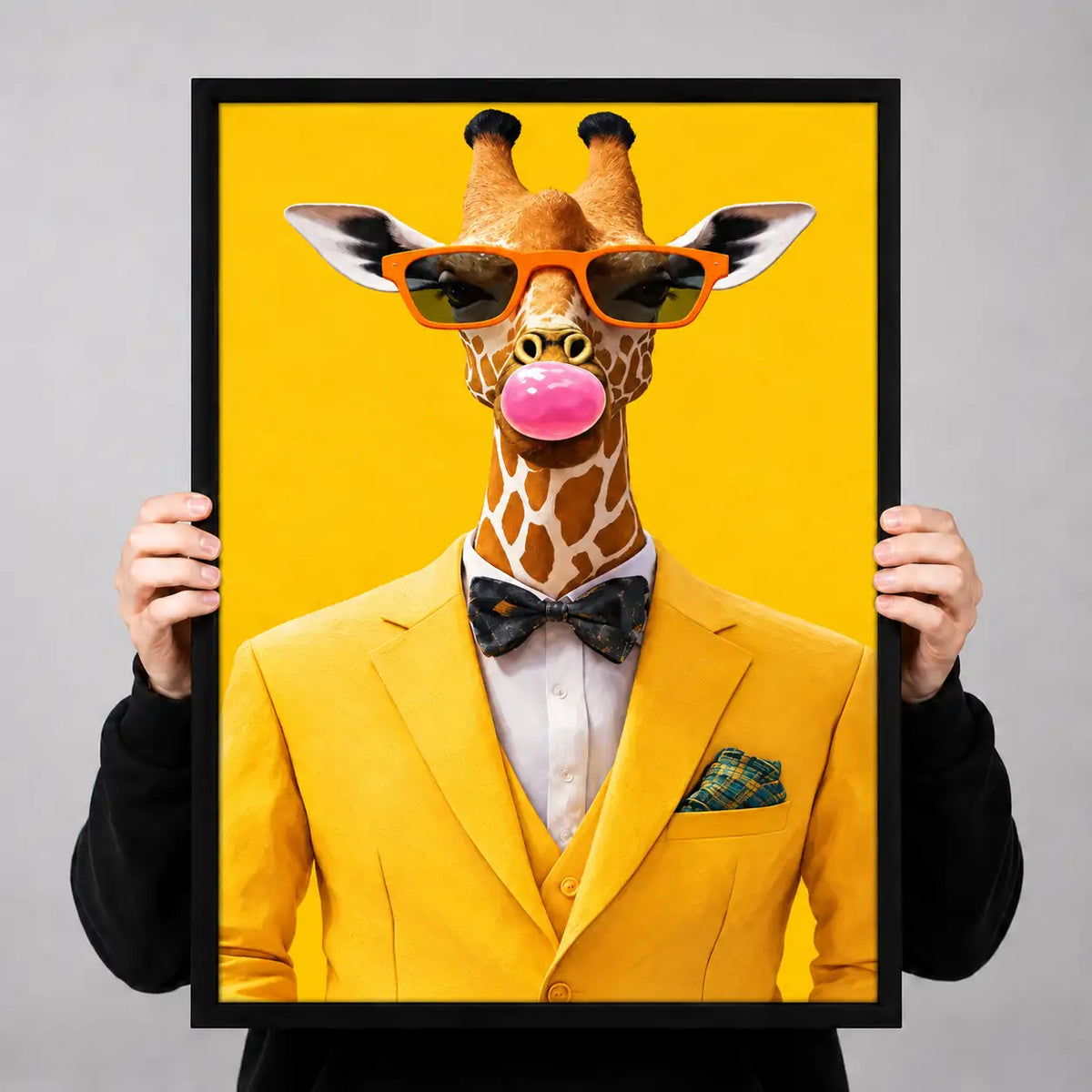 Dapper Giraffe in Yellow Suit Portrait Wall Art 3