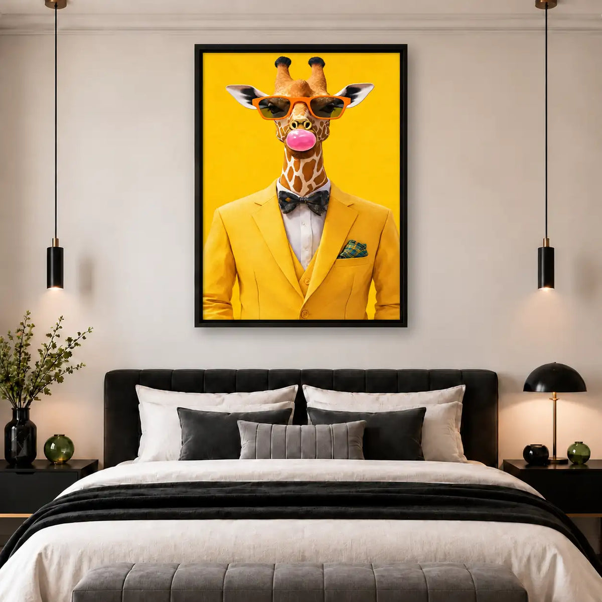 Dapper Giraffe in Yellow Suit Portrait Wall Art 5