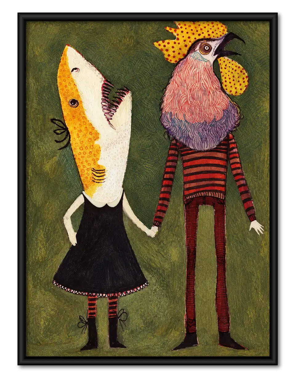 Eccentric Bird Couple Character Portrait Wall Art 1