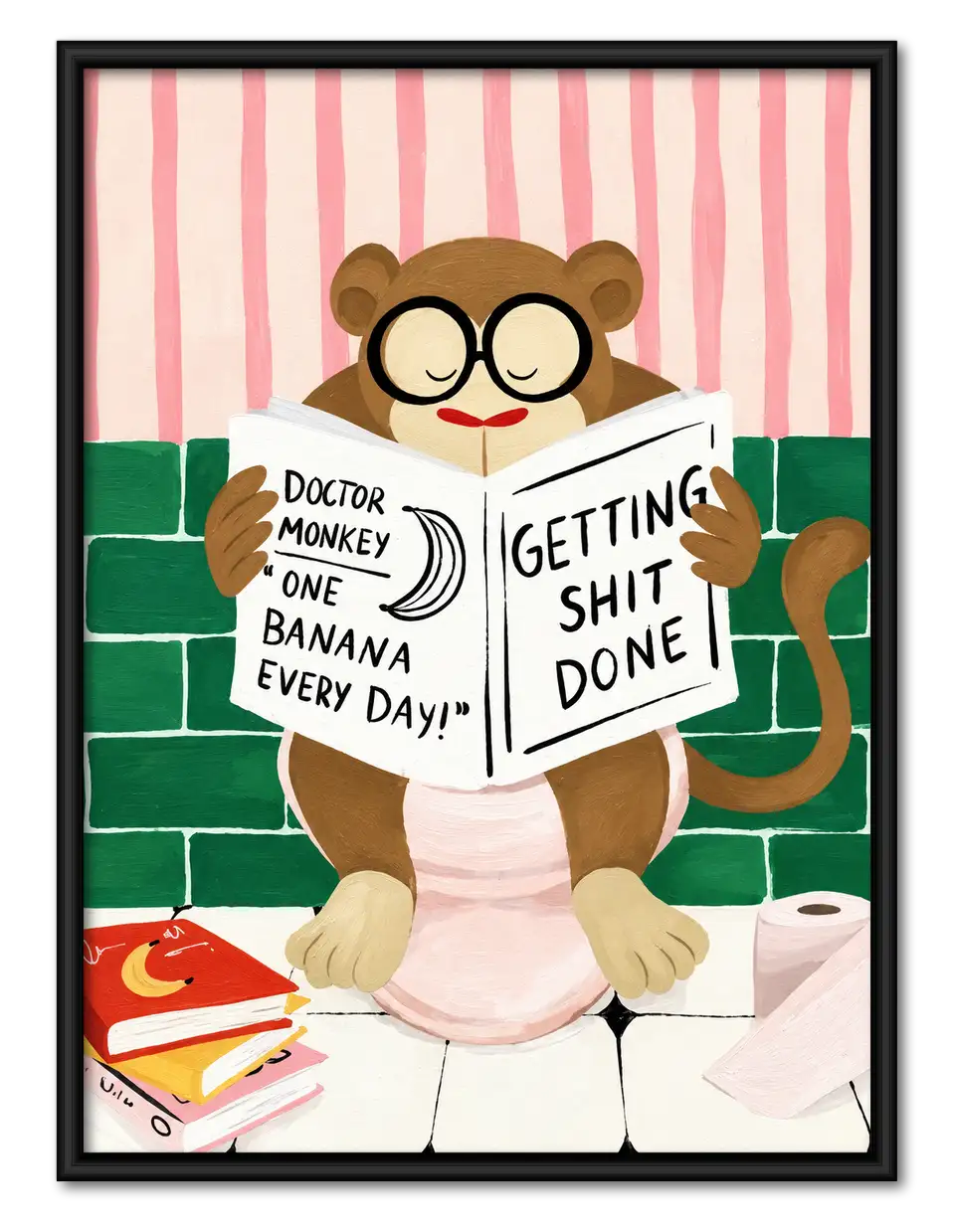 Getting Stuff Done Funny Monkey Bathroom Wall Art 1