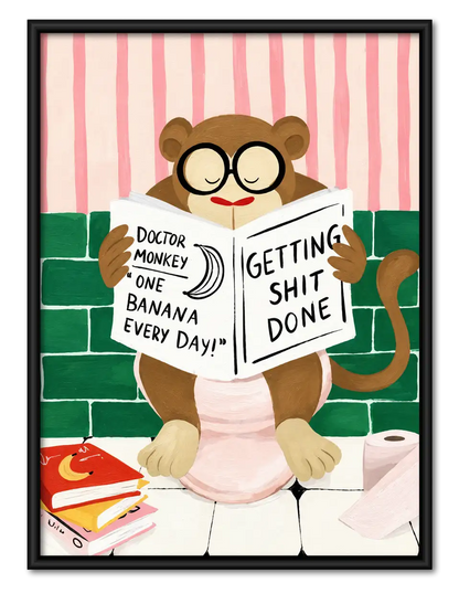 Getting Stuff Done Funny Monkey Bathroom Wall Art 1