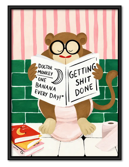 Getting Stuff Done Funny Monkey Bathroom Wall Art