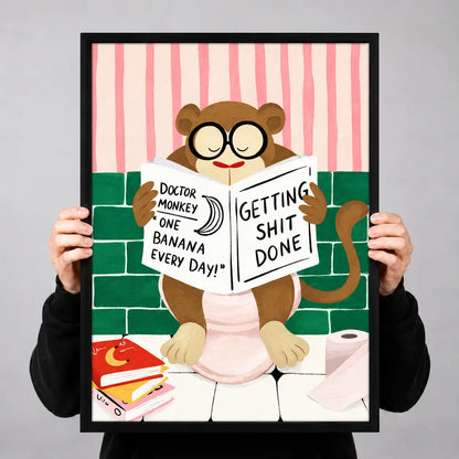 Getting Stuff Done Funny Monkey Bathroom Wall Art 3