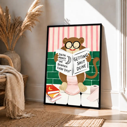 Getting Stuff Done Funny Monkey Bathroom Wall Art 4